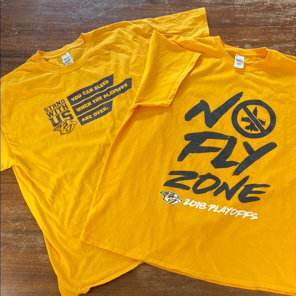 Nashville Predators Hockey Lot Bundle 2 XL Promo T-Shirts Playoffs Gildan XLarge